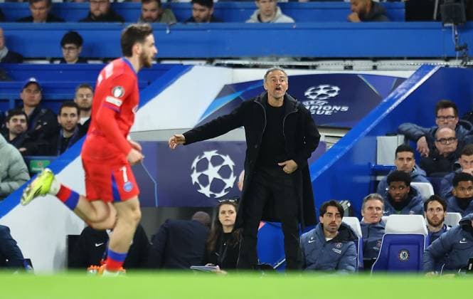 Luis Enrique manager of Paris Saint-Germain Chelsea v Paris Saint-Germain, UEFA Champions League, Round of 16, Second Leg, Football, Stamford Bridge, London, UK - 17 Mar 2026London Stamford Bridge United Kingdom EDITORIAL USE ONLY No use with unauthorised audio, video, data, fixture lists, club league logos or live services. Online in-match use limited to 120 images, no video emulation. No use in betting, games or single club league player publications. Copyright: xShutterstockx 16776722cy