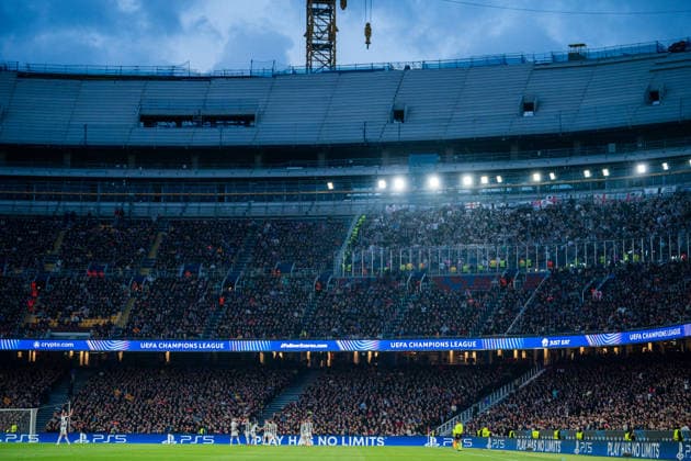 Spain-Football-Champions League FC Barcelona, Barca v Newcastle United FC in Barcelona, Spain. Barcelona, Spain, 18, March, 2026. Newcastle United players celebrates the score of Anthony Elanga (20) during Champions League match between FC Barcelona and Newcastle United FC in Spotify Camp Nou Stadium, Barcelona, Spain, on March 18, 2026. Barcelona Spotify Camp Nou Stadium Barcelona Spain