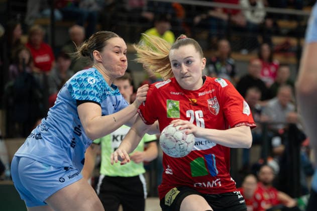 Cara Reuthal (Wildcats Halle Neustadt, 26),Matilda Ehlert (HSG Bensheim Auerbach, 10) GER, SV Union Halle-Neustadt vs. HSG Bensheim Auerbach, Handball, Frauen, 1. Bundesliga, 20.Spieltag, Saison 2025 2026, 18.03.2026 GER, SV Union Halle-Neustadt vs. HSG Bensheim Auerbach, Handball, Frauen, 1. Bundesliga, 20.Spieltag, Saison 2025 2026, 18.03.2026 Halle Copyright: xEibner-Pressefoto HannesxKabelx EP_HKL