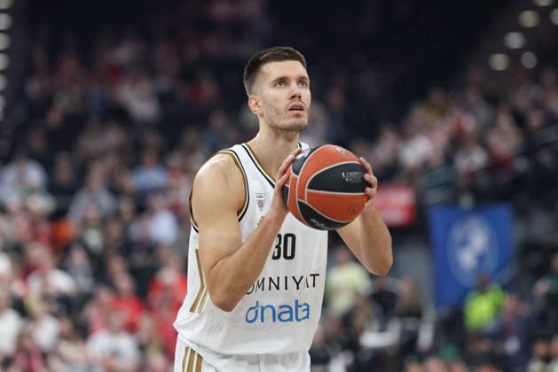 Filip Petrusev (Dubai Basketball, 30), GER, FC Bayern Basketball vs. Dubai Basketball, Basketball, Euroleague, 32. Spieltag, Saison 2025 2026, 19.03.2026, GER, FC Bayern Basketball vs. Dubai Basketball, Basketball, Euroleague, 32. Spieltag, Saison 2025 2026, 19.03.2026 Muenchen Copyright: xEibner-Pressefoto JennixMaulx EP_JML