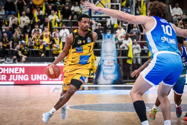 Elijah Hughes (MHP RIESEN Ludwigsburg, 07) GER, MHP Riesen Ludwigsburg vs. Skyliners Frankfurt, Basketball Bundesliga, easycredit BBL, 25. Spieltag, Spielzeit 2025 2026, 20.03.2026 GER, MHP Riesen Ludwigsburg vs. Skyliners Frankfurt, Basketball Bundesliga, easycredit BBL, 25. Spieltag, Spielzeit 2025 2026, 20.03.2026 Ludwigsburg Copyright: xSandyxDinkelackerx EP_SDR