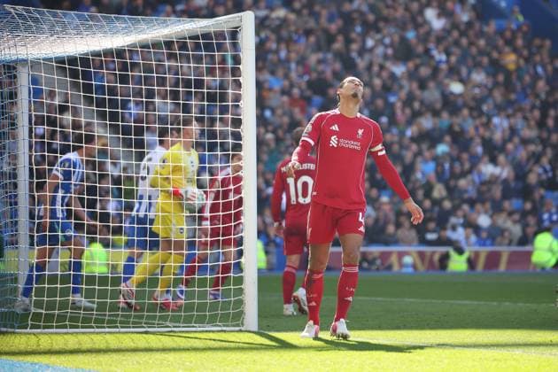 Virgil van Dijk of Liverpool shows their frustration Brighton and Hove Albion v Liverpool, Premier League, Football, American Express Community Stadium, Brighton, UK - 21 Mar 2026Brighton American Express Community Stadi United Kingdom EDITORIAL USE ONLY No use with unauthorised audio, video, data, fixture lists, club league logos or live services. Online in-match use limited to 120 images, no video emulation. No use in betting, games or single club league player publications. Copyright: xWillxCooper Shutterstockx 16783233as