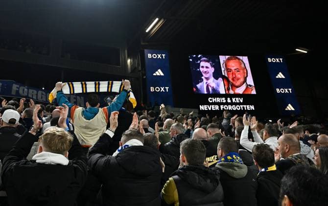 Leeds United fans remember Christopher Loftus and Kevin Speight Leeds v Brentford, Premier League, Football, Elland Road, Leeds, UK - 21 Mar 2026Leeds Elland Road United Kingdom EDITORIAL USE ONLY No use with unauthorised audio, video, data, fixture lists, club league logos or live services. Online in-match use limited to 120 images, no video emulation. No use in betting, games or single club league player publications. Copyright: xAnnaxGowthorpe Shutterstockx 16783311x