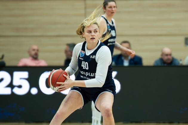 Sydney Erikstrup (Lions, 40), Syntainics MBC vs. TK Hannover Luchse, Frauen, Basketball, 1. Bundesliga, DBBL, Hauptrunde, 21. Spieltag, Saison 2025 26, 22.03.2026. Halle SWH Arena Sachsen-Anhalt Deutschland