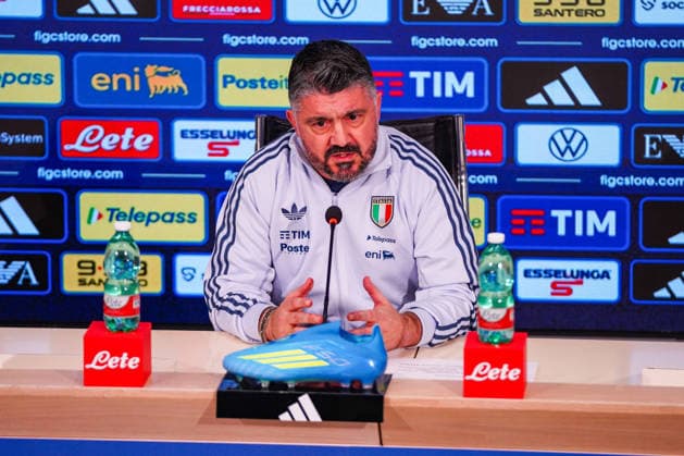 Gennaro Gattuso, the head coach of Italy team, during the press conference, PK, Pressekonferenz during Press conference of Italy s coach Gennaro Gattuso, FIFA World Cup, WM, Weltmeisterschaft, Fussball match in Florence, Italy, March 23 2026 Copyright: xSaraxEsposito IPAxSportx xipa-agency.netx xx IPA_73342451 IPA_Agency_IPA73342451
