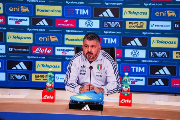 CALCIO - FIFA Mondiali - press conference, PK, Pressekonferenz of Italy s coach Gennaro Gattuso Gennaro Gattuso, the head coach of Italy team, during the press conference during Press conference of Italy s coach Gennaro Gattuso, FIFA World Cup, WM, Weltmeisterschaft, Fussball match in Florence, Italy, March 23 2026 Florence Italy Copyright: xIPAxSport ABACAx