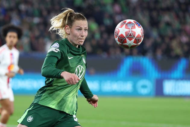 VfL vs. Lyon, CL Frauen, Wolfsburg, 24.03.2026, Fußball, Frauen, VfL Wolfsburg vs. Olympique Lyon, Champions League, Viertelfinale, Saison 2025 2026, Sarai Linder (VfL Wolfsburg) AOK Stadion Niedersachsen Deutschland