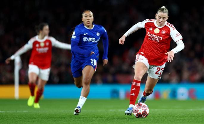 Alessia Russo of Arsenal. Arsenal Women v Chelsea Women, UEFA Women s Champions League, Quarter Final, First Leg, Football, Emirates Stadium, London, UK - 24 Mar 2026London Emirates Stadium United Kingdom EDITORIAL USE ONLY No use with unauthorised audio, video, data, fixture lists, club league logos or live services. Online in-match use limited to 120 images, no video emulation. No use in betting, games or single club league player publications. Copyright: xJamesxMarsh Shutterstockx 16787096ao