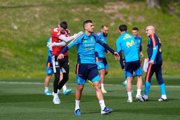 March 26, 2026, Las Rozas, Madrid, Spain: Rodri during the training session of Spain Team ahead of the International Friendly, Länderspiel, Nationalmannschaft match against Serbia at Ciudad del Futbol on March 26, 2026, in Las Rozas, Madrid, Spain. Training Session Of Spain Team - International Friendly - ZUMAa181 20260326_zaa_a181_003 Copyright: xDennisxAgyemanx