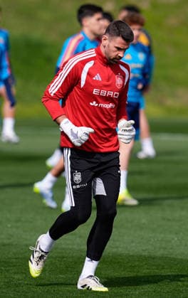March 26, 2026, Las Rozas, Madrid, Spain: Unai Simon during the training session of Spain Team ahead of the International Friendly, Länderspiel, Nationalmannschaft match against Serbia at Ciudad del Futbol on March 26, 2026, in Las Rozas, Madrid, Spain. Training Session Of Spain Team - International Friendly - ZUMAa181 20260326_zaa_a181_006 Copyright: xDennisxAgyemanx