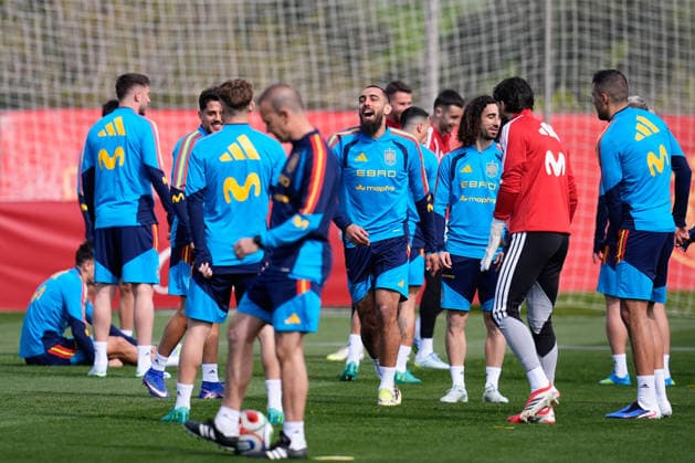 March 26, 2026, Las Rozas, Madrid, Spain: Borja Iglesias during the training session of Spain Team ahead of the International Friendly, Länderspiel, Nationalmannschaft match against Serbia at Ciudad del Futbol on March 26, 2026, in Las Rozas, Madrid, Spain. Training Session Of Spain Team - International Friendly - ZUMAa181 20260326_zaa_a181_012 Copyright: xDennisxAgyemanx