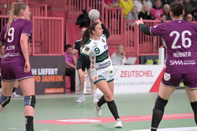 Gianina Bianco (FrischAuf Goeppingen, 09) am mit Ball TusSies Metzingen vs. FrischAuf Goeppingen , Handball, Alsco HBF, 21.Ligaspieltag, Saison 2025 2026, 28.03.2026 TusSies Metzingen vs. FrischAuf Goeppingen , Handball, Alsco HBF, 21.Ligaspieltag, Saison 2025 2026, 28.03.2026 Tuebingen Copyright: xEibner-Pressefoto TobiasxBaurx EP_TBR