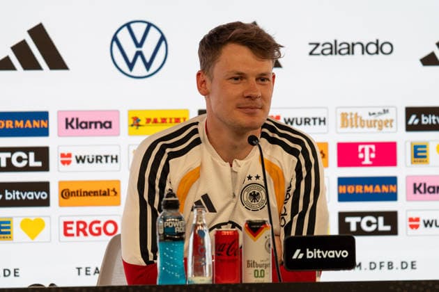 Alexander Nuebel (Deutschland, 12), Pressekonferenz, GER, Deutschland vs. Ghana, Fussball, Herren, Laenderspiel, MD-1, Spielzeit 2025 2026, 29.03.2026, GER, Deutschland vs. Ghana, Fussball, Herren, Laenderspiel, MD-1, Spielzeit 2025 2026, 29.03.2026, Stuttgart Copyright: xEibner-Pressefoto EdwardxCheungx EP_ECG