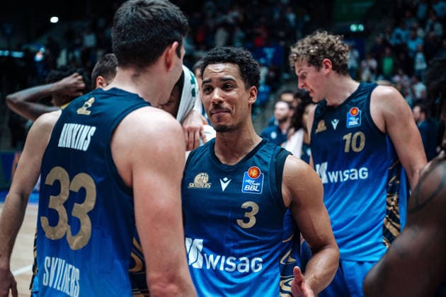 Jubel, Freude bei Garai Zeeb (Skyliners Frankfurt, 03) GER, Skyliners Frankfurt vs. Rostock Seawolves, easycredit BBL, Bundesliga, 26 Spieltag, Saison 2025 2026. 29.03.2026 Eibner-Pressefoto Attila Ziga GER, Skyliners Frankfurt vs. Rostock Seawolves, easycredit BBL, Bundesliga, 26 Spieltag, Saison 2025 2026. 29.03.2026 Frankfurt am Main Copyright: xEibner-Pressefotox EP_AZA