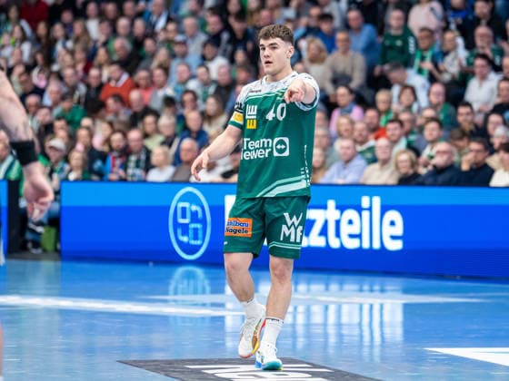 Elias Newel (Frisch Auf Goeppingen, 40) stellt seinen Kreislaeufer, Frisch Auf Goeppingen vs. HC Erlangen, Handball, 1. Bundesliga, Herren, Spielzeit 2025 2026, 29.03.2026, Frisch Auf Goeppingen vs. HC Erlangen, Handball, 1. Bundesliga, Herren, Spielzeit 2025 2026, 29.03.2026 Goeppingen Copyright: xEibner-Pressefoto MichaelxSchmidx EP_MST