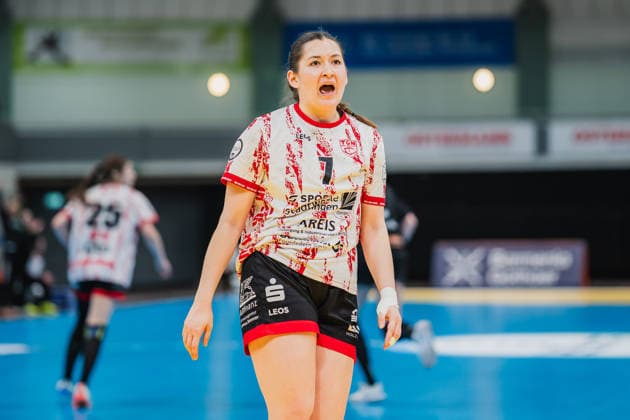 Lisa Wieder (TG Nuettingen, 07) TSV Bayer 04 Leverkusen vs. TG Nuertingen, Handball, 2.Handball-Bundesliga, 22.Spieltag, Saison 2025 26, 29.03.2026, TSV Bayer 04 Leverkusen vs. TG Nuertingen, Handball, 2.HBL, 22.Spieltag, Saison 2025 26, 29.03.2026 Leverkusen Copyright: xEibner-Pressefoto LukasxBaldygax EP_LBA