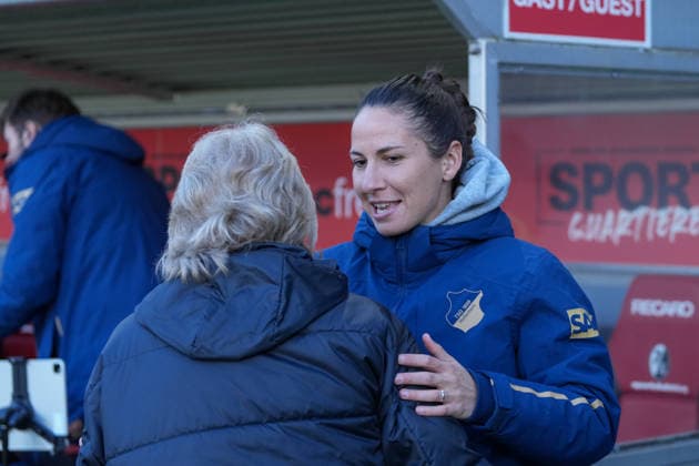 Birgit Bauer-Schick (SC Freiburg, Bereichsleiterin) und Eva-Maria Virsinger (TSG Hoffenheim, Cheftrainerin) , Deutschland, Fussball, GooglePixel Frauen-Bundesliga, 22.Spieltag, 2025 2026, SC Freiburg vs. TSG 1899 Hoffenheim, 29.03.2026, Dreisamstadion, Freiburg, Deutschland DFB REGULATIONS PROHIBIT ANY USE OF PHOTOGRAPHS AS IMAGE SEQUENCES AND OR QUASI-VIDEO. Freiburg Dreisamstadion Baden-Wuerttemberg Deutschland Copyright: xArnexAmbergx