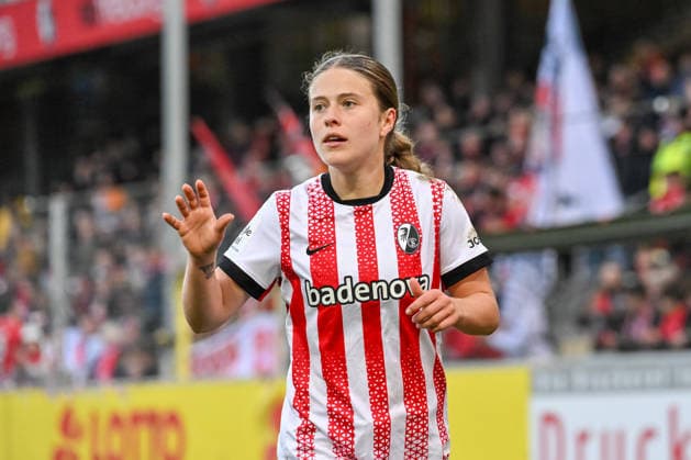 Nia Szenk (SC Freiburg, 19) GER, SC Freiburg - TSG Hoffenheim, Frauen-Fussball, Google Pixel Frauen-Bundesliga, 22. Spieltag, Saison 2025 2026, 29.03.2026 DFB REGULATIONS PROHIBIT ANY USE OF PHOTOGRAPHS AS IMAGE SEQUENCES AND OR QUASI-VIDEO GER, SC Freiburg - TSG Hoffenheim, Frauen-Fussball, Google Pixel Frauen-Bundesliga, 22. Spieltag, Saison 2025 2026, 29.03.2026 Freiburg Copyright: xEibner-Pressefoto ThomasxHessx EP_THS