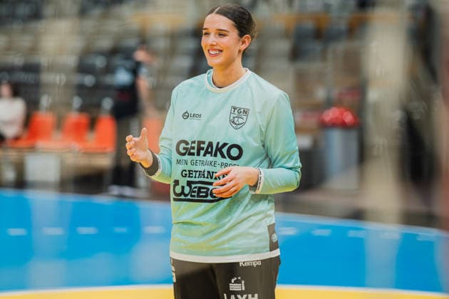 Sophie Leenen (TG Nuettingen, 33) laechelt TSV Bayer 04 Leverkusen vs. TG Nuertingen, Handball, 2.Handball-Bundesliga, 22.Spieltag, Saison 2025 26, 29.03.2026, TSV Bayer 04 Leverkusen vs. TG Nuertingen, Handball, 2.HBL, 22.Spieltag, Saison 2025 26, 29.03.2026 Leverkusen Copyright: xEibner-Pressefoto LukasxBaldygax EP_LBA