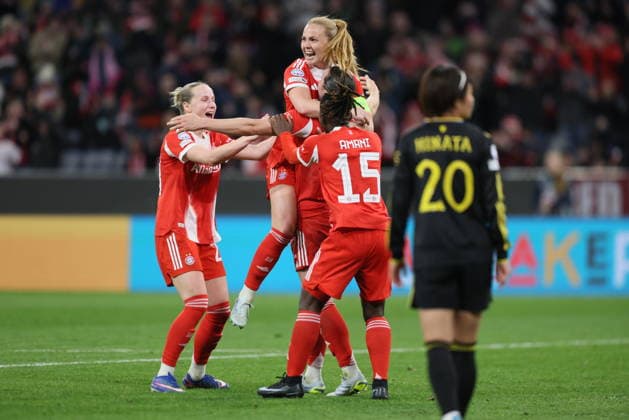 GER, München, Bayern München vs Manchester United, ManU Women s Champions League, Fussball, UEFA, Spielzeit 2025 2026, Allianz Arena, Viertelfinale, Rückspiel im Bild: Glodis Perla Viggosdottir (Bayern München 4), Tor, Freude, Jubel und Emotion, goal scored DFB DFL REGULATIONS PROHIBIT ANY USE OF PHOTOGRAPHS AS IMAGE SEQUENCES AND OR QUASI-VIDEO, 01.04.2026 Copyright: HMBxMedia HendrikxHamelau