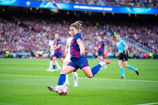 Spain-Football-Women Champions League - FC Barcelona, Barca v Real Madrid CF in Barcelona, Spain. Barcelona, Spain, 2, April, 2026. FC Barcelona player (11) Alexia Putellas action during Women Champions League match between FC Barcelona and Real Madrid CF in Spotify Camp Nou Stadium, Barcelona, Spain, on April 2, 2026. Barcelona Spotify Camp Nou Stadium Barcelona Spain