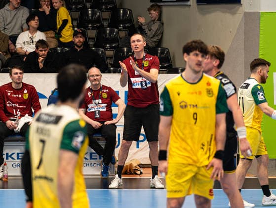 Pavel Prokopec (VfL Eintracht Hagen, Trainer) ist zufrieden VfL Eintracht Hagen vs. HSG Krefeld Niederrhein, Handball, 2. Bundesliga, 26. Spieltag, Saison 2025 2026, 02.04.2026 VfL Eintracht Hagen vs. HSG Krefeld Niederrhein, Handball, 2. Bundesliga, 26. Spieltag, Saison 2025 2026, 02.04.2026 Hagen Copyright: xEibner-Pressefoto Kruczynskix EP_DKI