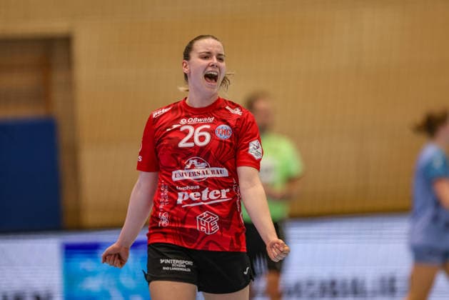 GER, Bad Langensalza, Thüringer HC vs HSG Bensheim Auerbach Flames, Alsco Handball Bundesliga Frauen, Handball, DHB, Spielzeit 2025 2026, Weststadthalle Bensheim, 22. Spieltag im Bild: Anna Szabo (Thüringer HC Frauen 26), Jubel, Freude und Emotionen nach dem Tor DFB DFL REGULATIONS PROHIBIT ANY USE OF PHOTOGRAPHS AS IMAGE SEQUENCES AND OR QUASI-VIDEO, 04.04.2026 Copyright: HMBxMedia HendrikxHamelau