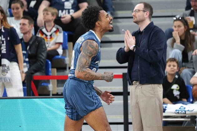 Michael Weathers (MLP Academics Heidelberg, 20) GER, MLP Academics Heidelberg vs. Rostock Seawolves, Basketball, easycredit Basketball Bundesliga, 28.Spieltag, Saison, 2025 2026, 05.04.2026 GER, MLP Academics Heidelberg vs. Rostock Seawolves, Basketball, easycredit Basketball Bundesliga, 28.Spieltag, Saison, 2025 2026, 205.04.2026 Heidelberg Copyright: xEibner-Pressefoto JoergxHirschx EP_JHH