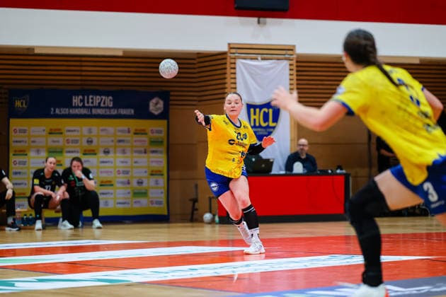 Lara Tauchmann (HC Leipzig, 28) spielt den Pass, spielt den Ball, HC Leipzig vs HC Roedertal, Handball, 2. Alsco Handball Bundesliga Frauen, 05. Spieltag, Saison 2025 2026, 05.04.2026, HC Leipzig vs HC Roedertal, Handball, 2. Alsco Handball Bundesliga Frauen, 05. Spieltag, Saison 2025 2026, 05.04.2026 Leipzig Copyright: xEibner-Pressefoto LauraxRoemerx EP_LRR