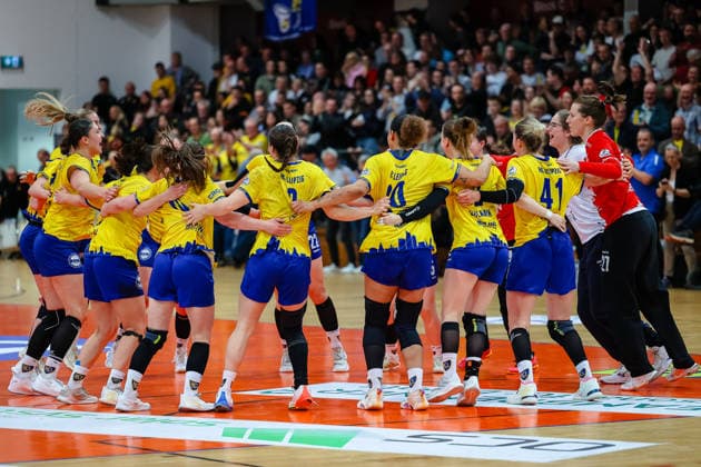 Leipzigerinnen um Lara Seidel (HC Leipzig, 03), Nele Kurzke (HC Leipzig, 27) Jubel Freude nach dem Sieg, HC Leipzig vs HC Roedertal, Handball, 2. Alsco Handball Bundesliga Frauen, 05. Spieltag, Saison 2025 2026, 05.04.2026, HC Leipzig vs HC Roedertal, Handball, 2. Alsco Handball Bundesliga Frauen, 05. Spieltag, Saison 2025 2026, 05.04.2026 Leipzig Copyright: xEibner-Pressefoto LauraxRoemerx EP_LRR