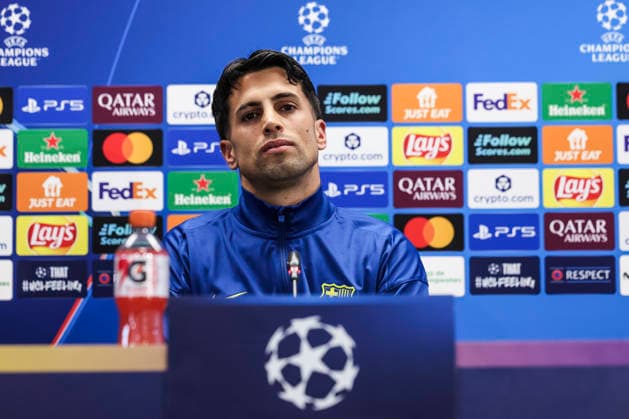 April 7, 2026, Sant Joan Despi, Barcelona, SPAIN: Joao Cancelo of FC Barcelona, Barca attends his press conference, PK, Pressekonferenz during the training day of FC Barcelona ahead the UEFA Champions League 2025 26, Quarter-finals First Leg, football match against Atletico de Madrid at Ciudad Esportiva Joan Gamper on April 07, 2026 in Sant Joan Despi, Barcelona, Spain. FC Barcelona Training And Press Conference - Uefa Champions League 2025 26 Quarter-Finals First Leg - ZUMAa181 20260407_zaa_a181_072 Copyright: xJavierxBorregox