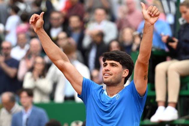 CARLOS ALCARAZ, Spain, Spagna, Monte Carlo Rolex Master 2026, azione, action, single shot, esultanza, jubel, joy, celebration TENNIS ROLEX MONTE-CARLO MASTERS 2026