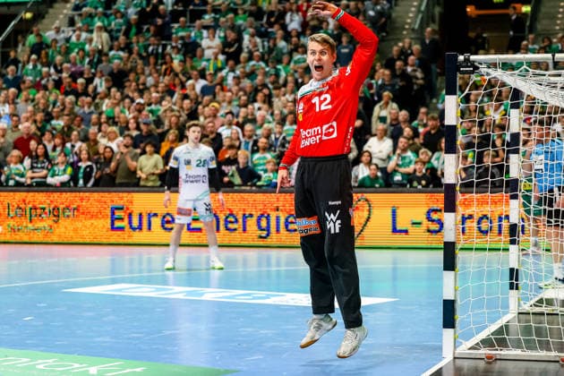 Kristian Saeveras (FRISCH AUF! Goeppingen, 12) gestikuliert, schreit, SC DHfK Leipzig vs FRISCH AUF! Goeppingen, Handball, 1. Bundesliga, 28. Spieltag, Saison 2025 2026, 09.04.2026, SC DHfK Leipzig vs FRISCH AUF! Goeppingen, Handball, 1. Bundesliga, 28. Spieltag, Saison 2025 2026, 09.04.2026 Leipzig Copyright: xEibner-Pressefoto LauraxRoemerx EP_LRR