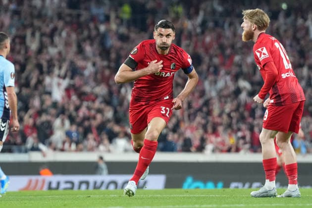 Vincenzo Grifo (SC Freiburg, 32) Torjubel, Emotionen, Torschuss, Abschluss, Torerfolg, Tor, Treffer , Deutschland, Fussball, UEFA Europa League, Viertelfinale, Hinspiel, 2025 2026, SC Freiburg vs. RC Celta de Vigo, 09.04.2026, Europa-Park Stadion, Freiburg, Deutschland Freiburg Europa-Park Stadion Baden-Württemberg Deutschland Copyright: xArnexAmbergx