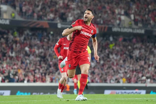 Vincenzo Grifo (SC Freiburg, 32) Torjubel, Emotionen, Torschuss, Abschluss, Torerfolg, Tor, Treffer , Deutschland, Fussball, UEFA Europa League, Viertelfinale, Hinspiel, 2025 2026, SC Freiburg vs. RC Celta de Vigo, 09.04.2026, Europa-Park Stadion, Freiburg, Deutschland Freiburg Europa-Park Stadion Baden-Württemberg Deutschland Copyright: xArnexAmbergx