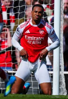 Gabriel Magalhaes of Arsenal reacts Arsenal v AFC Bournemouth, Premier League, Football, Emirates Stadium, London, UK - 11 Apr 2026London Emirates Stadium United Kingdom EDITORIAL USE ONLY No use with unauthorised audio, video, data, fixture lists, club league logos or live services. Online in-match use limited to 120 images, no video emulation. No use in betting, games or single club league player publications. Copyright: xJavierxGarcia Shutterstockx 16823522ai
