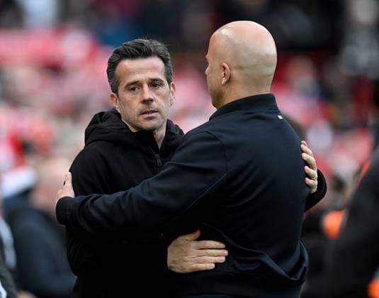 Marco Silva manager of Fulham reets Arne Slot manager of Liverpool Liverpool v Fulham, Premier League, Football, Anfield, Liverpool, UK - 11 Apr 2026Liverpool Anfield United Kingdom EDITORIAL USE ONLY No use with unauthorised audio, video, data, fixture lists, club league logos or live services. Online in-match use limited to 120 images, no video emulation. No use in betting, games or single club league player publications. Copyright: xAnnaxGowthorpe Shutterstockx 16823590aj