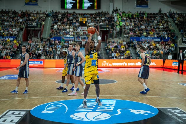 Elijah Hughes (MHP RIESEN Ludwigsburg, 07), GER, MHP RIESEN Ludwigsburg vs. ALBA Berlin, Basketball Bundesliga, easycredit BBL, 29. Spieltag, Spielzeit 2025 2026, 11.04.2026, GER, MHP RIESEN Ludwigsburg vs. ALBA Berlin, Basketball Bundesliga, easycredit BBL, 29. Spieltag, Spielzeit 2025 2026, 11.04.2026 Ludwigsburg Copyright: xEibner-Pressefoto SaschaxWaltherx EP_EER