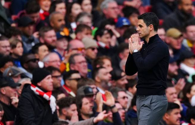 Arsenal Manager Mikel Arteta Arsenal v AFC Bournemouth, Premier League, Football, Emirates Stadium, London, UK - 11 Apr 2026London Emirates Stadium United Kingdom EDITORIAL USE ONLY No use with unauthorised audio, video, data, fixture lists, club league logos or live services. Online in-match use limited to 120 images, no video emulation. No use in betting, games or single club league player publications. Copyright: xJavierxGarcia Shutterstockx 16823522ir