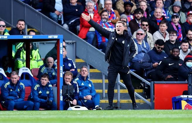 Eddie Howe manager of Newcastle United Crystal Palace v Newcastle United, Premier League, Football, Selhurst Park, London, UK - 12 Apr 2026London Selhurst Park United Kingdom EDITORIAL USE ONLY No use with unauthorised audio, video, data, fixture lists, club league logos or live services. Online in-match use limited to 120 images, no video emulation. No use in betting, games or single club league player publications. Copyright: xMichaelxZemanek Shutterstockx 16823618g