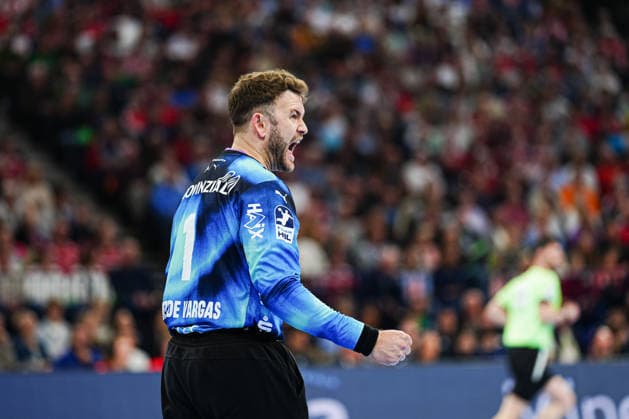 Jubel nach Parade Gonzalo Perez de Vargas (THW Kiel, 01) GER, Handball Verein Hamburg vs. THW Kiel, Handball, 1. Bundesliga, Spieltag 28, Saison 2025 2026, 12.04.2026 GER, Handball Sport Verein Hamburg vs. THW Kiel, Handball, 1. Bundesliga, Spieltag 28, Saison 2025 2026, 12.04.2026 Hamburg Copyright: xEibner-Pressefoto MarcelxvonxFehrnx EP_MFN