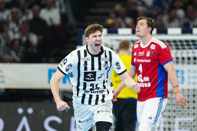 Torjubel Lukas Zerbe (THW Kiel, 24) GER, Handball Verein Hamburg vs. THW Kiel, Handball, 1. Bundesliga, Spieltag 28, Saison 2025 2026, 12.04.2026 GER, Handball Sport Verein Hamburg vs. THW Kiel, Handball, 1. Bundesliga, Spieltag 28, Saison 2025 2026, 12.04.2026 Hamburg Copyright: xEibner-Pressefoto MarcelxvonxFehrnx EP_MFN