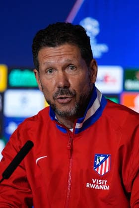 April 13, 2026, Madrid, Madrid, Spain: Diego Pablo Simeone, head coach of Atletico de Madrid, attends his press conference, PK, Pressekonferenz during the training day of Atletico de Madrid ahead the UEFA Champions League 2025 26 Quarter-Final Second Leg match against FC Barcelona, Barca at Riyadh Air Metropolitano on April 13, 2026, in Madrid, Spain. Atletico De Madrid Training Session And Press Conference - UEFA Champions League 2025 26 Quarter-Final Second Leg - ZUMAa181 20260413_zaa_a181_193 Copyright: xDennisxAgyemanx