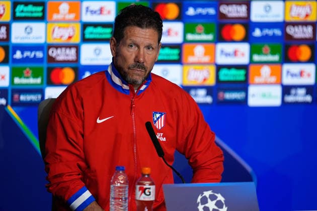 April 13, 2026, Madrid, Madrid, Spain: Diego Pablo Simeone, head coach of Atletico de Madrid, attends his press conference, PK, Pressekonferenz during the training day of Atletico de Madrid ahead the UEFA Champions League 2025 26 Quarter-Final Second Leg match against FC Barcelona, Barca at Riyadh Air Metropolitano on April 13, 2026, in Madrid, Spain. Atletico De Madrid Training Session And Press Conference - UEFA Champions League 2025 26 Quarter-Final Second Leg - ZUMAa181 20260413_zaa_a181_194 Copyright: xDennisxAgyemanx