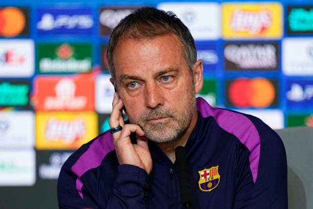 April 13, 2026, Madrid, Madrid, Spain: Hansi Flick attends his press conference, PK, Pressekonferenz during the training day of FC Barcelona, Barca ahead the UEFA Champions League 2025 26 Quarter-Final Second Leg match against Atletico de Madrid at Riyadh Air Metropolitano on April 13, 2026, in Madrid, Spain. Madrid Spain - ZUMAa181 20260413_zaa_a181_241 Copyright: xOscarxJ.xBarrosox