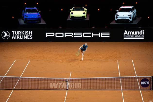 Jelena Ostapenko (Lettland) im Bild, Jelena Ostapenko (Lettland) vs Mirra Andreeva (Russland), 1. Runde, GER, Porsche Tennis Grand Prix Stuttgart, WTA, Tennis Damen 500, 15.04.2026 GER, Porsche Tennis Grand Prix Stuttgart, WTA 500, 15.04.2026 Stuttgart Copyright: xEibner-Pressefoto Memmlerx EP_MMR