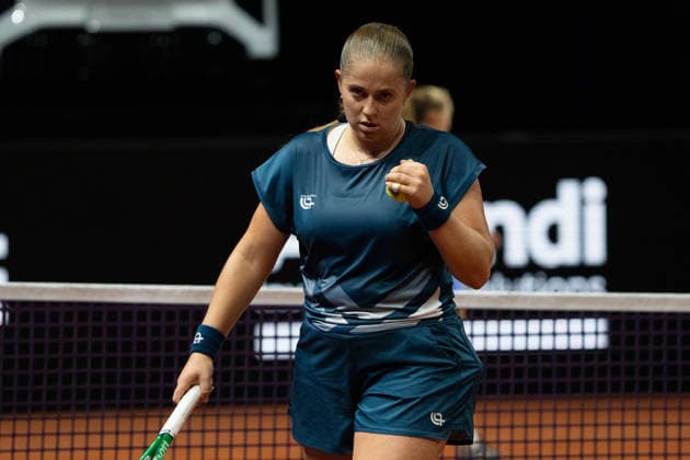 Jelena Ostapenko (LAT), Jubel, Emotion, GER, Jelena Ostapenko vs. Mirra Andreeva, Tennis, ATP, Tennis Herren Turnier, WTA, Tennis Damen 500, Porsche Tennis Grand-Prix, 15.04.2026, GER, Jelena Ostapenko vs. Mirra Andreeva, Tennis, ATP-Turnier, WTA 500, Porsche Tennis Grand-Prix, 15.04.2026, Stuttgart Copyright: xEibner-Pressefoto EdwardxCheungx EP_ECG