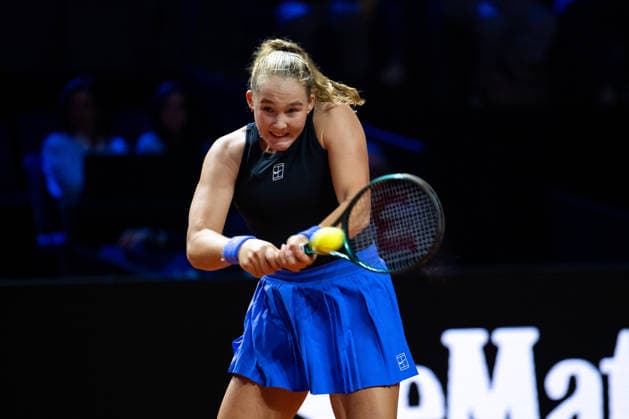 Mirra Andreeva (Russland) im Bild, Jelena Ostapenko (Lettland) vs Mirra Andreeva (Russland), 1. Runde, GER, Porsche Tennis Grand Prix Stuttgart, WTA, Tennis Damen 500, 15.04.2026 GER, Porsche Tennis Grand Prix Stuttgart, WTA 500, 15.04.2026 Stuttgart Copyright: xEibner-Pressefoto Memmlerx EP_MMR