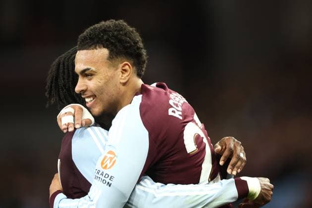 Morgan Rogers of Aston Villa celebrates a goal 3-0. Aston Villa v Bologna, UEFA Europa League, Quarter Final, Second Leg, Football, Villa Park, Birmingham, UK - 16 Apr 2026Birmingham Villa Park United Kingdom EDITORIAL USE ONLY No use with unauthorised audio, video, data, fixture lists, club league logos or live services. Online in-match use limited to 120 images, no video emulation. No use in betting, games or single club league player publications. Copyright: xRyanxBrowne Shutterstockx 16828672by