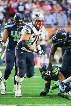 Feb 1, 2015 - Glendale, Arizona, U.S. - New England Patriots tackle SEBASTIAN VOLLMER follows the play against the Seattle Seahawks at Super Bowl XLIV, held at the University Of Phoenix Stadium. Copyright: xAnthonyxBeharx